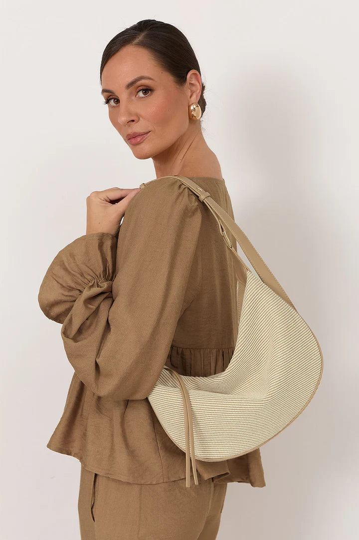 Canvas Weave Shoulder Bag By Adorne